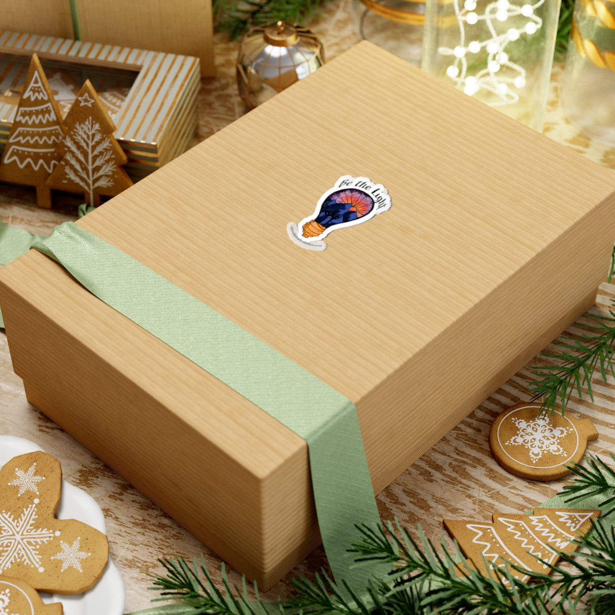Be the Light Sticker — Inspirational Mountain Sunset Kiss-Cut Sticker