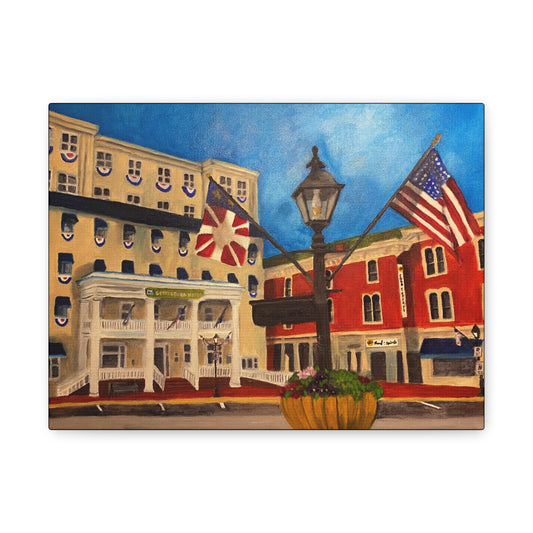 Gettysburg | Patriotic Small Town Street Scene Matte Canvas Print
