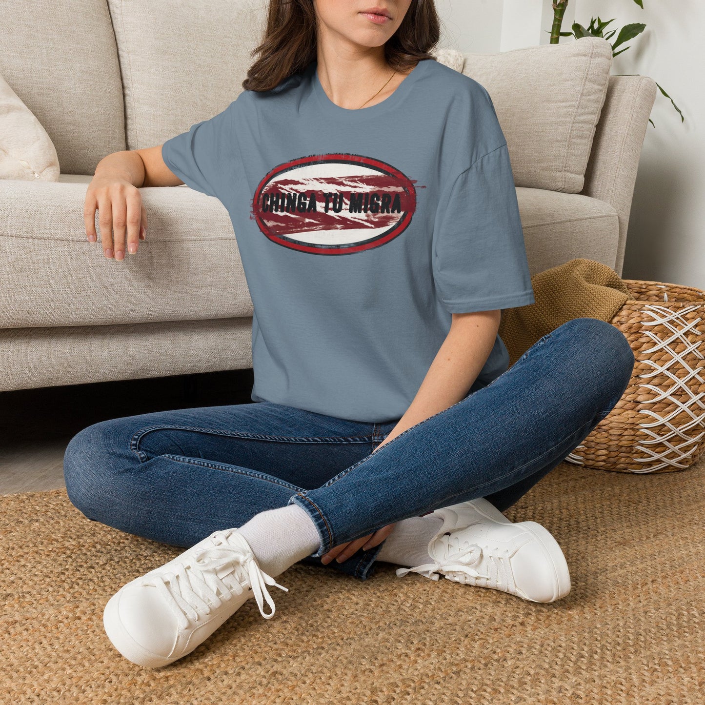 "Chinga Tu Migra" Distressed Political Statement T-Shirt