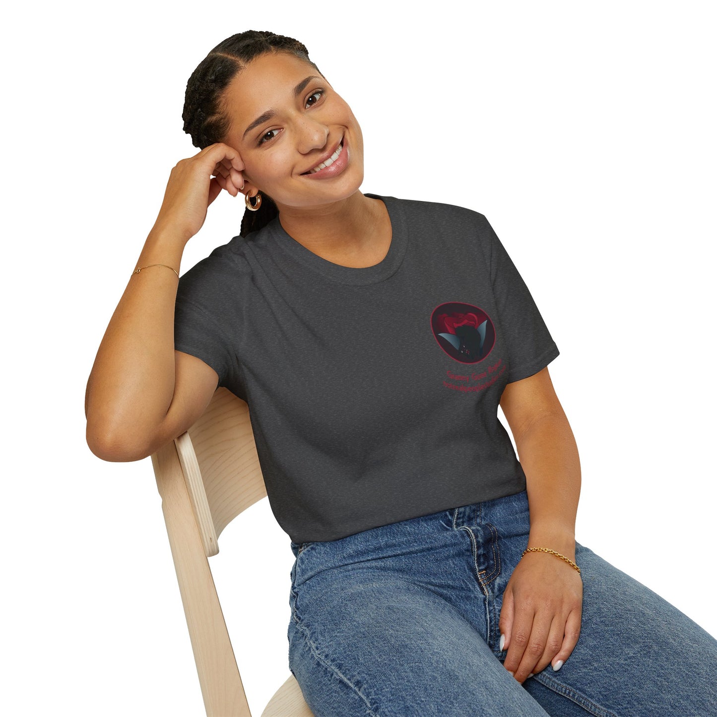 Granny Gone Rogue Logo T-Shirt | Red Rose and Black Cat T-Shirt