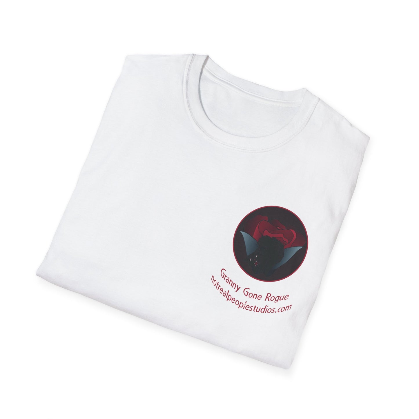 Granny Gone Rogue Logo T-Shirt | Red Rose and Black Cat T-Shirt
