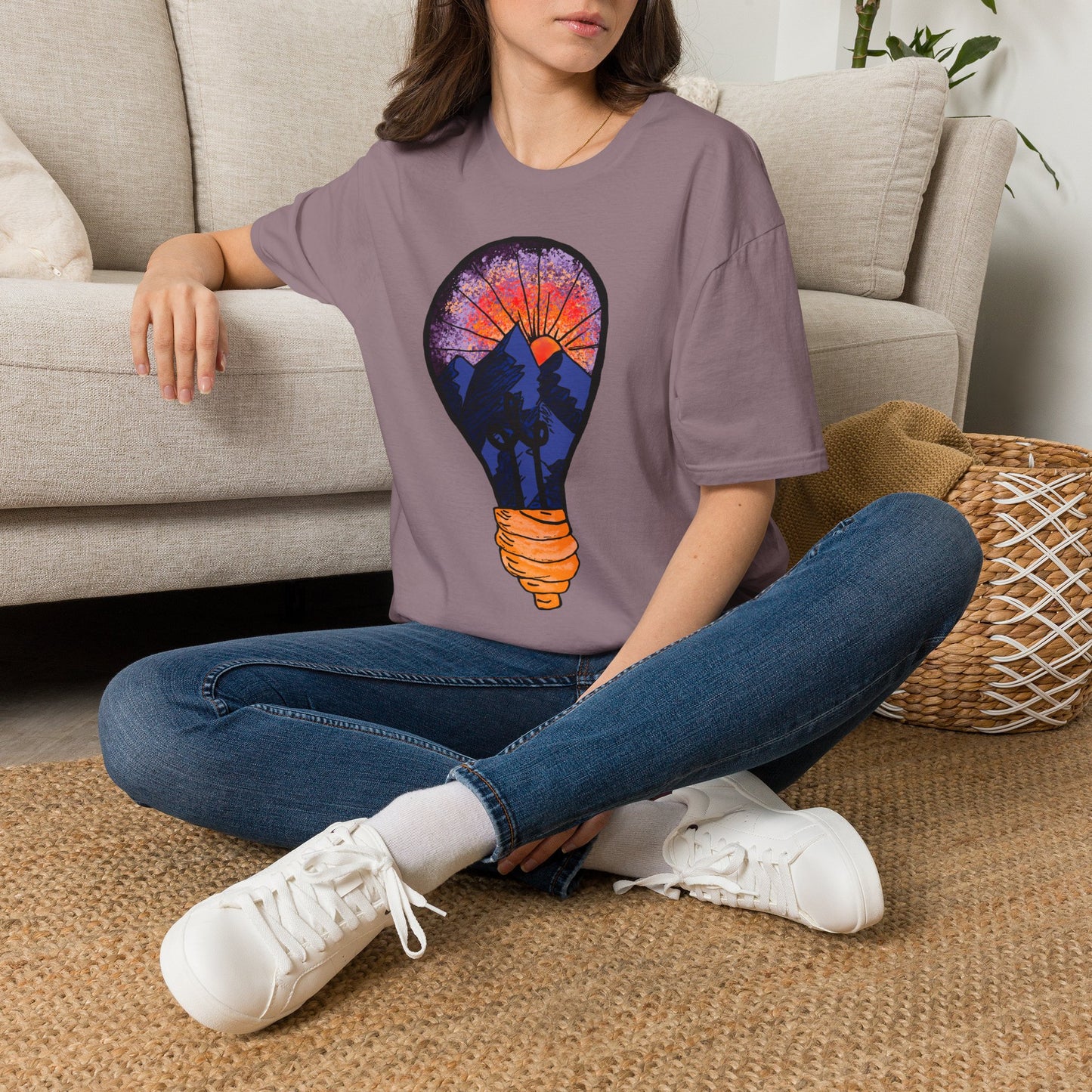 Mountain Sunset Lightbulb T-Shirt — Vintage Adventure Graphic Tee