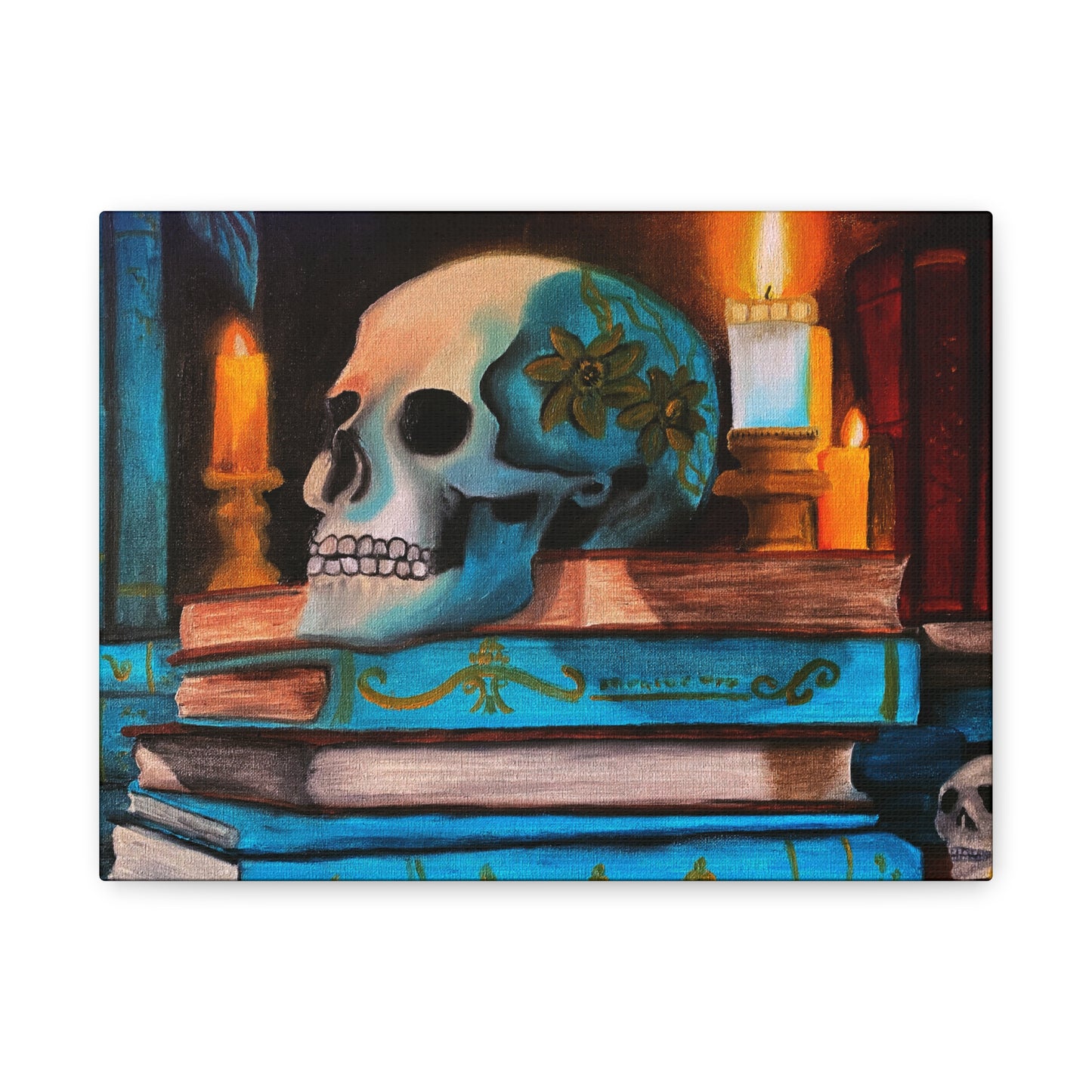Skull & Candles Art Canvas | Gothic Still Life Wall Decor