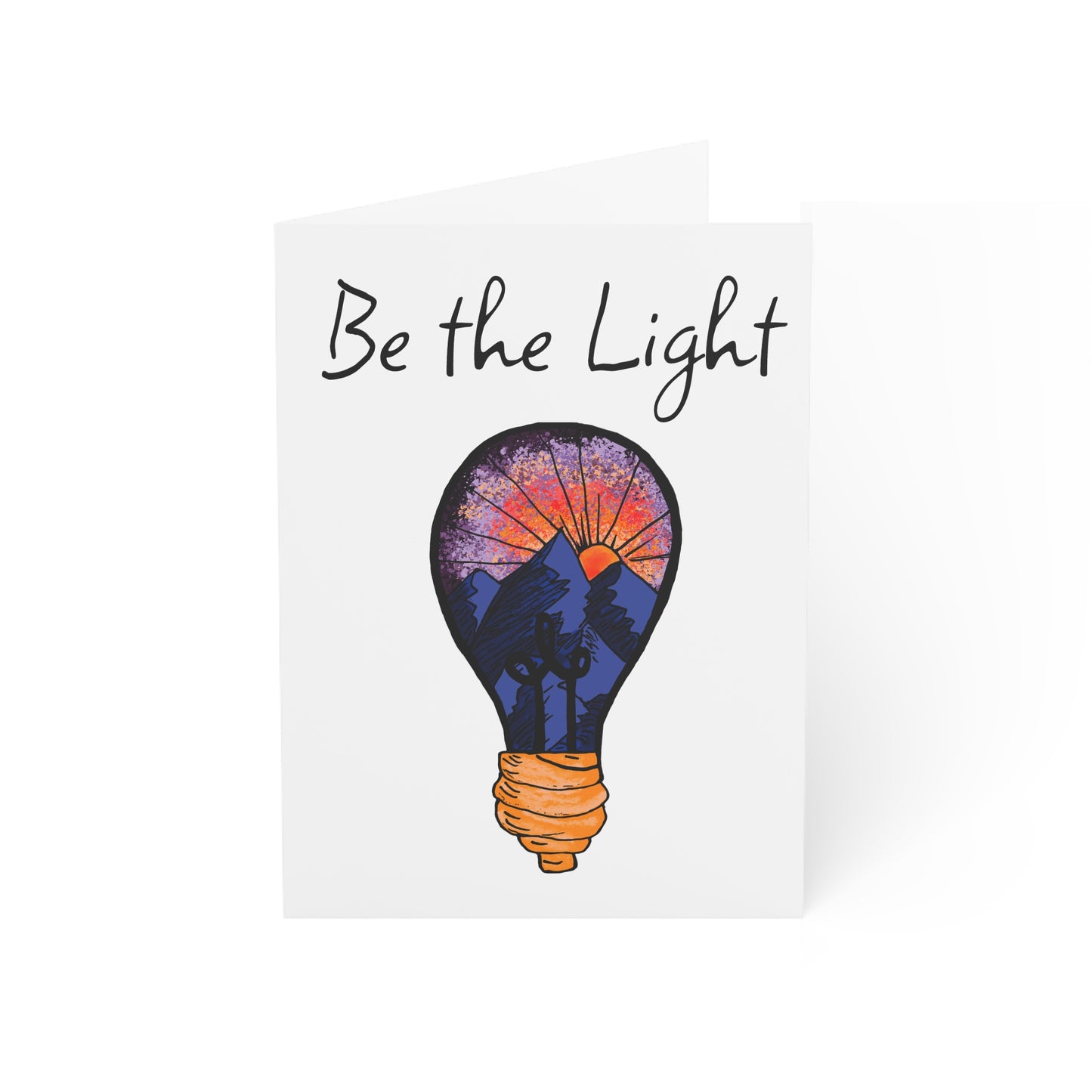 Greeting Card — "Be the Light" Inspirational Lightbulb Design (Single or Bulk Packs)