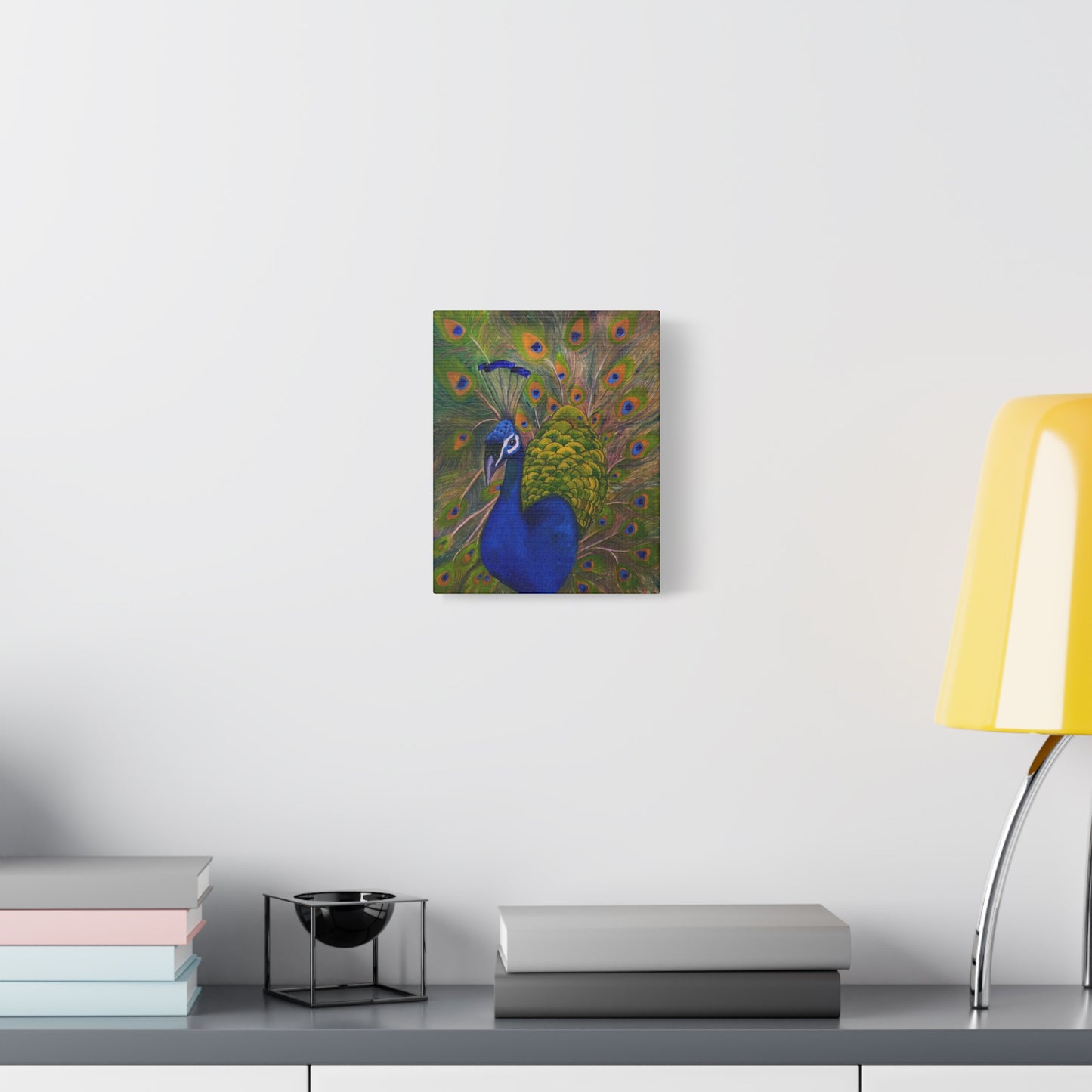 Peacock Art Canvas Print — Vibrant Blue & Green Stretched Wall Art