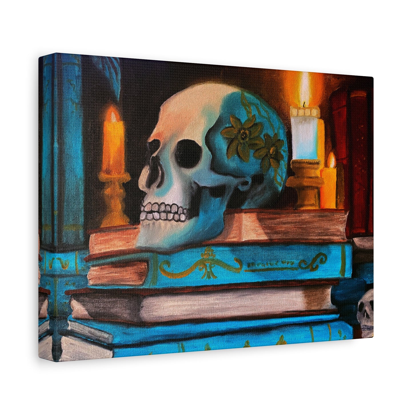 Skull & Candles Art Canvas | Gothic Still Life Wall Decor