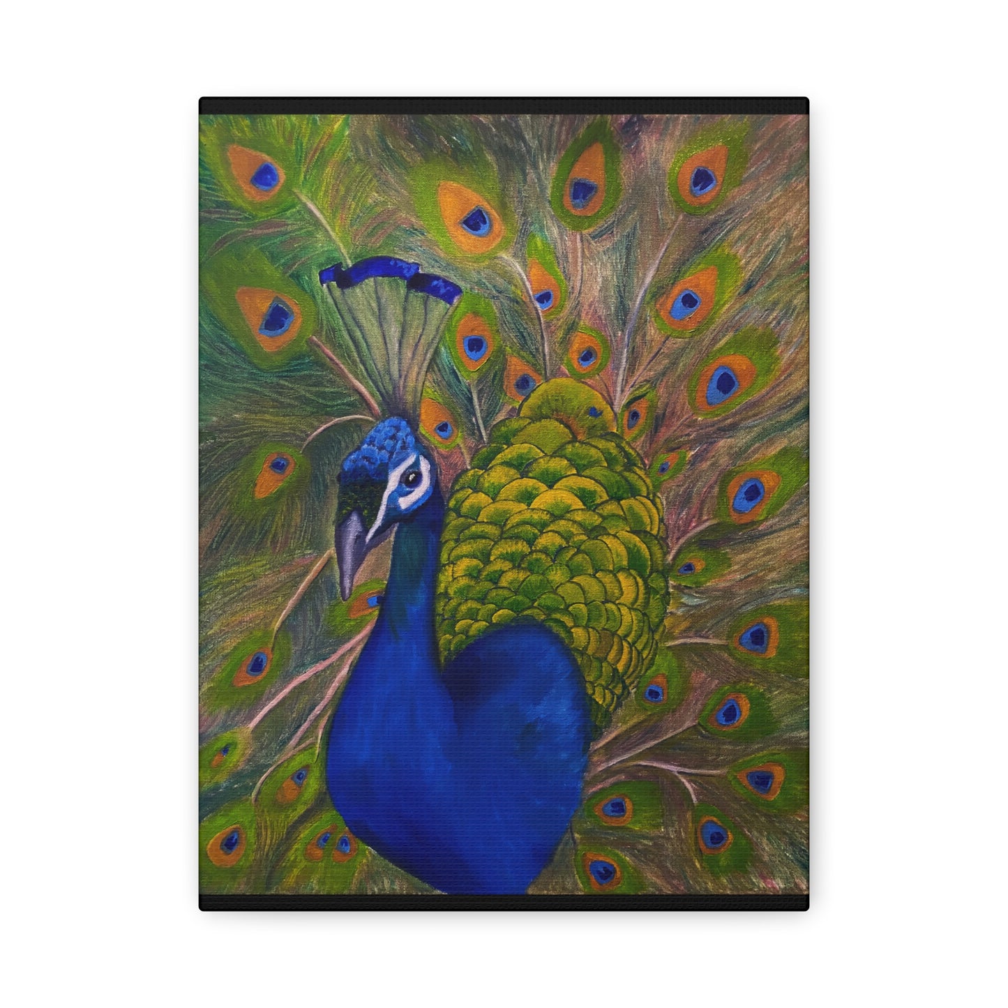 Peacock Art Canvas Print — Vibrant Blue & Green Stretched Wall Art