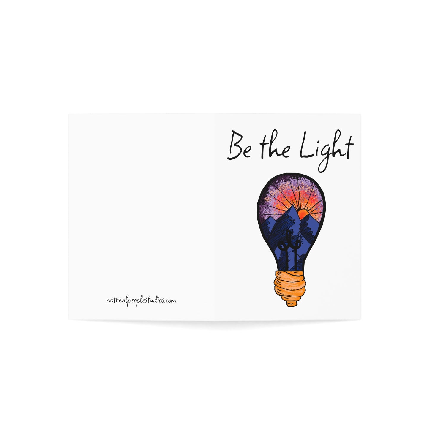 Greeting Card — "Be the Light" Inspirational Lightbulb Design (Single or Bulk Packs)
