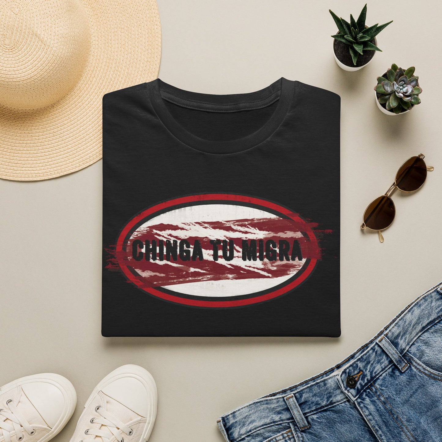 "Chinga Tu Migra" Distressed Political Statement T-Shirt