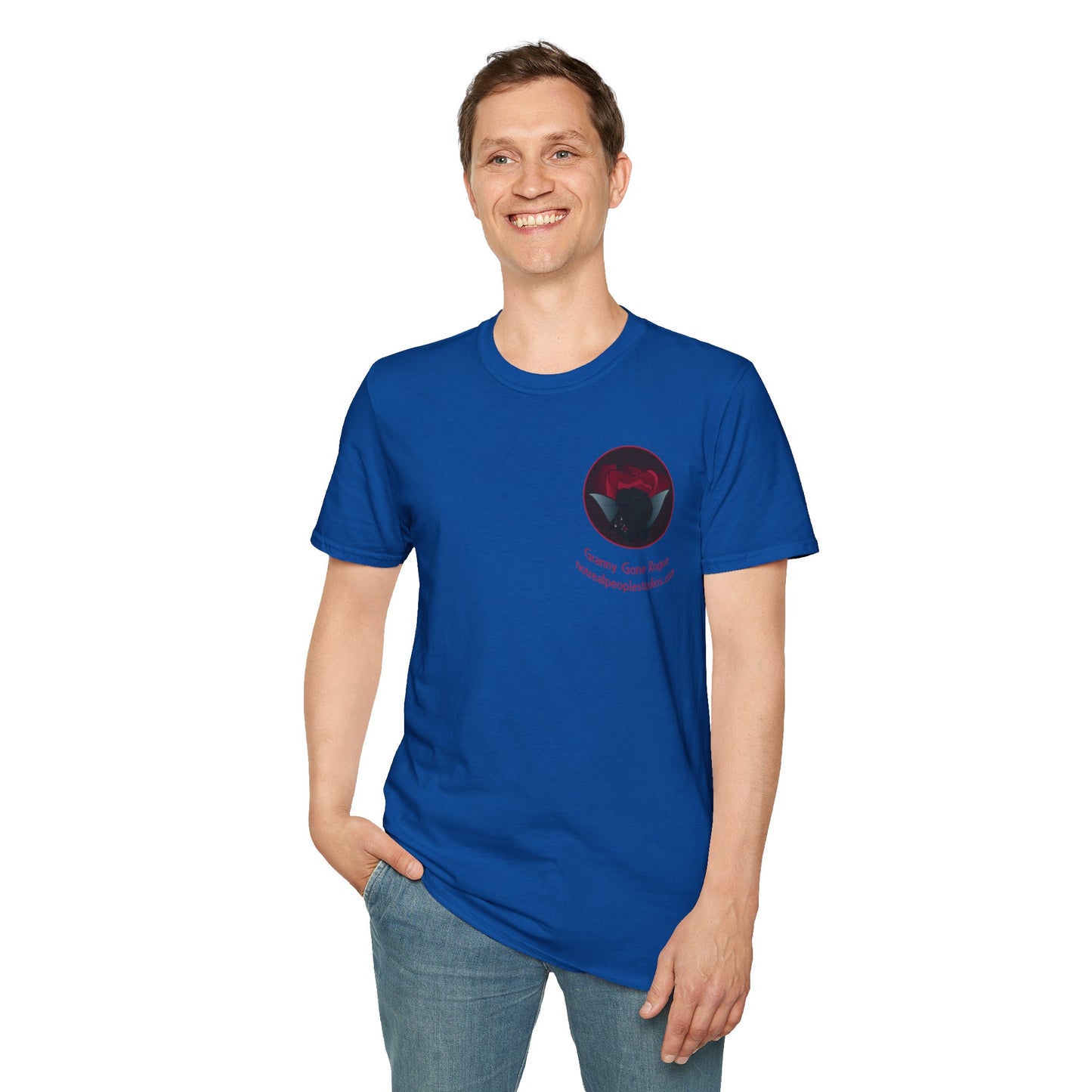 Granny Gone Rogue Logo T-Shirt | Red Rose and Black Cat T-Shirt