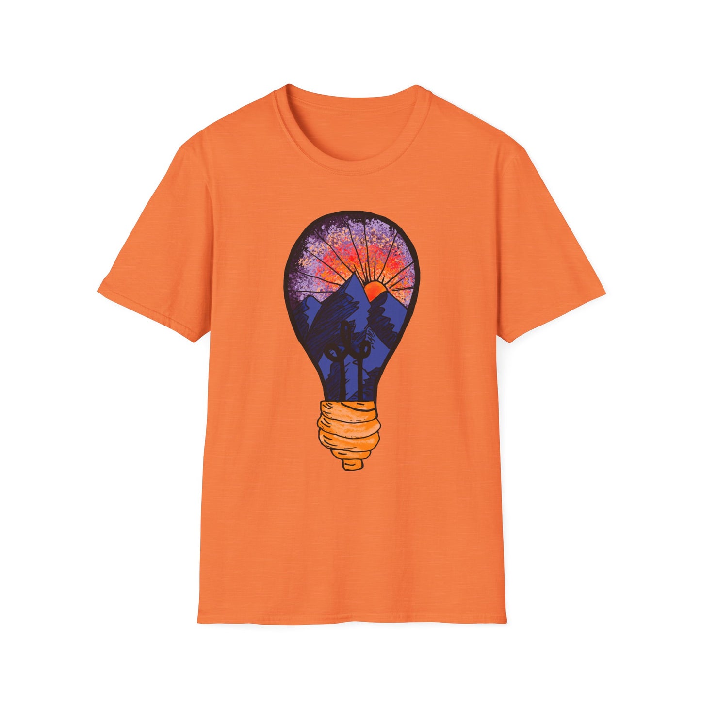 Mountain Sunset Lightbulb T-Shirt — Vintage Adventure Graphic Tee