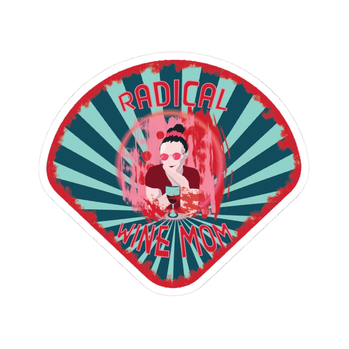 Radical Wine Mom Sticker — Retro Pop Art Kiss-Cut Vinyl