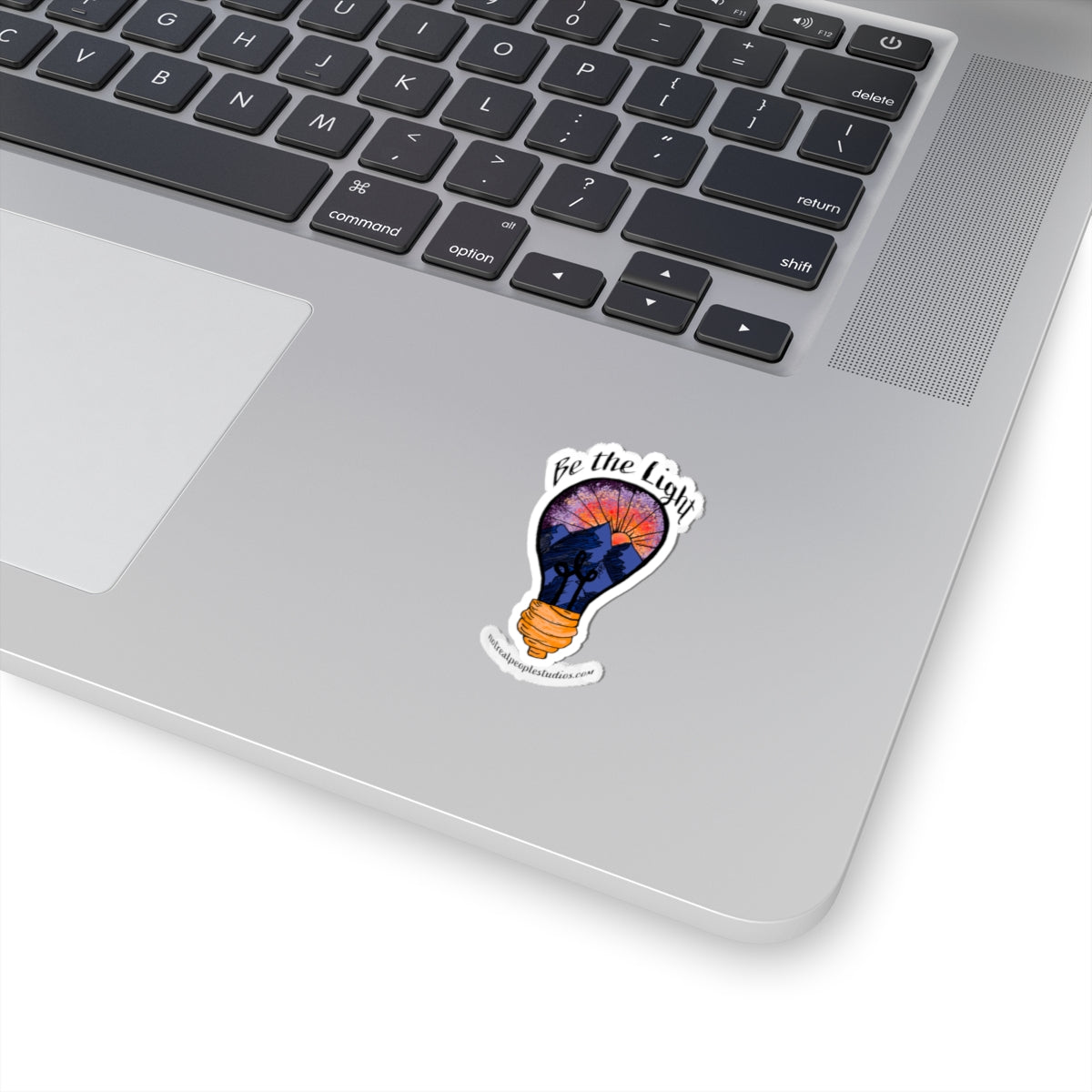 Be the Light Sticker — Inspirational Mountain Sunset Kiss-Cut Sticker