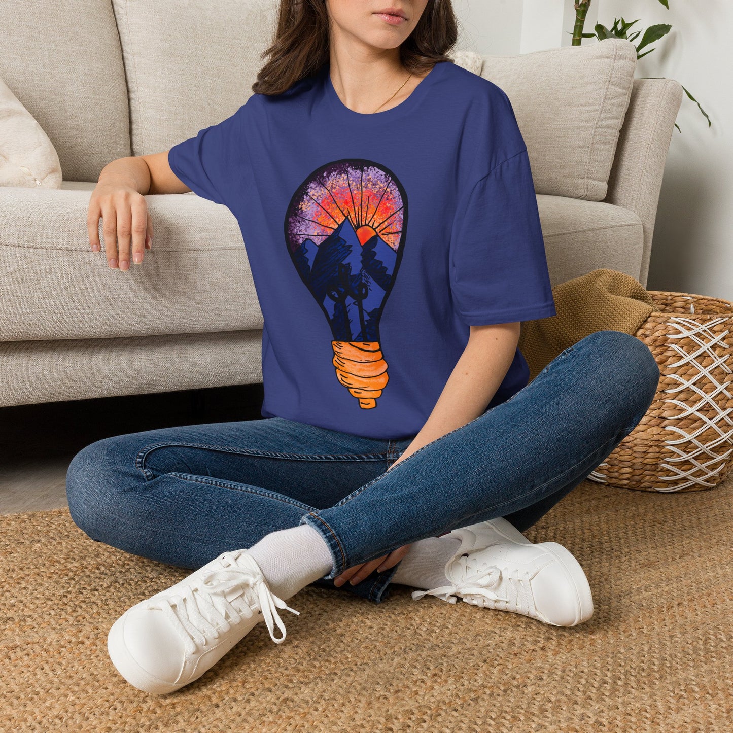 Mountain Sunset Lightbulb T-Shirt — Vintage Adventure Graphic Tee