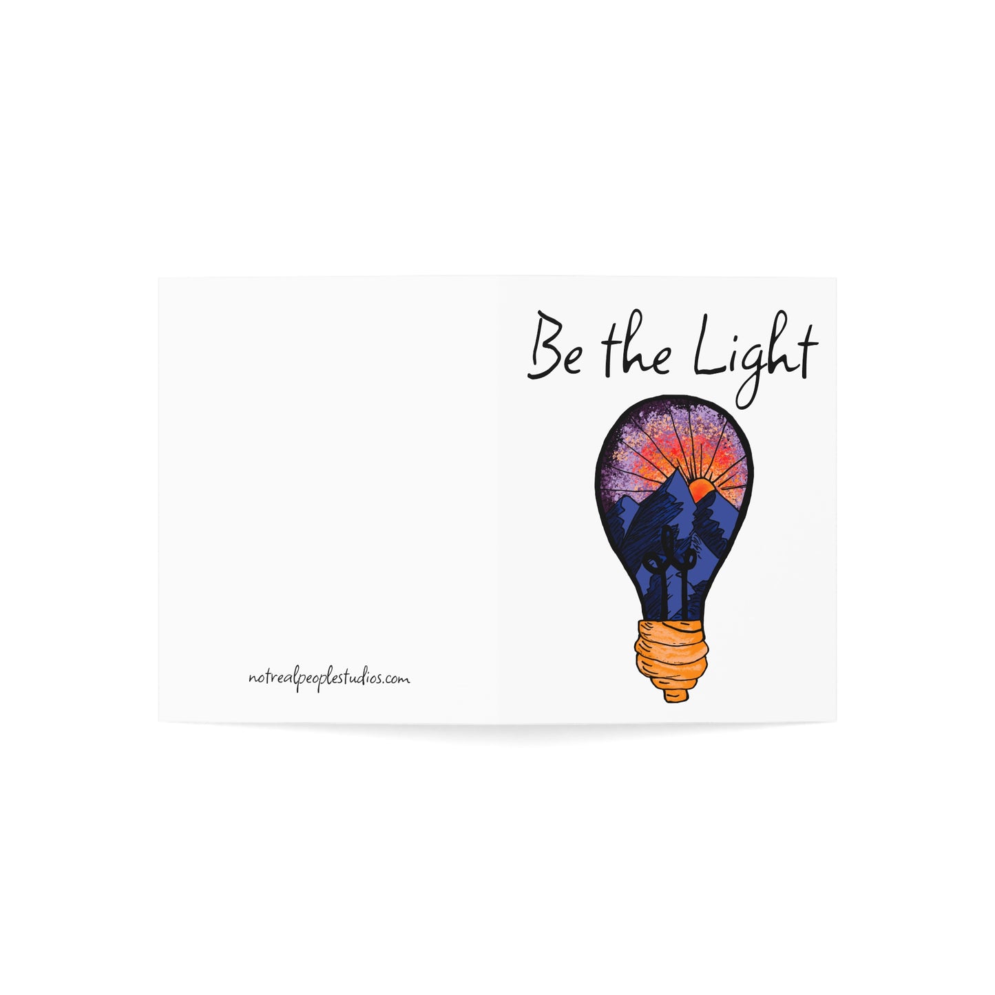 Greeting Card — "Be the Light" Inspirational Lightbulb Design (Single or Bulk Packs)