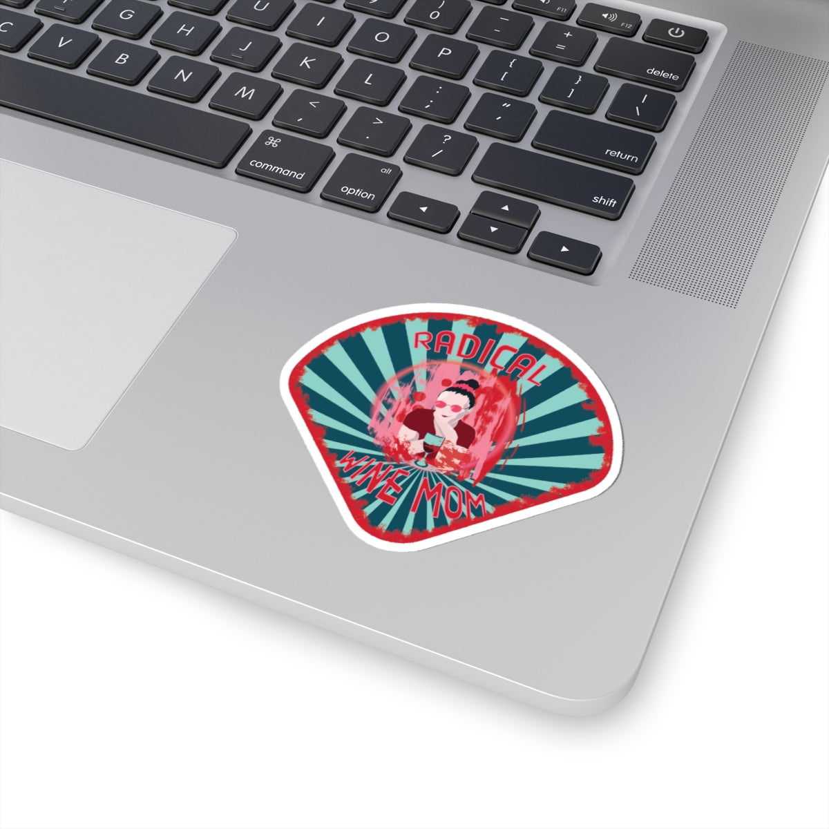 Radical Wine Mom Sticker — Retro Pop Art Kiss-Cut Vinyl