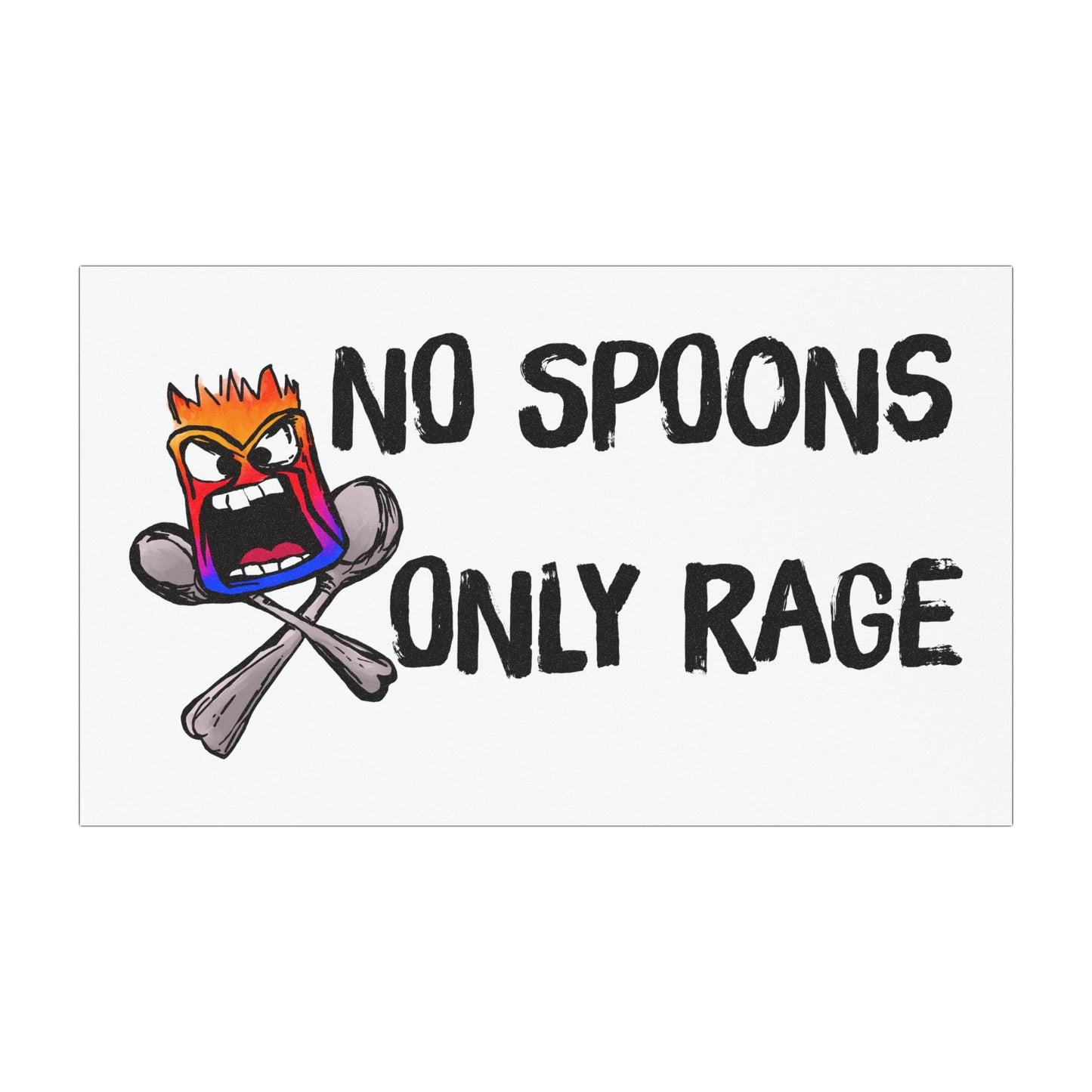 No Spoons Only Rage Car Magnet — Funny Angry Emoji Bumper Sticker Magnet