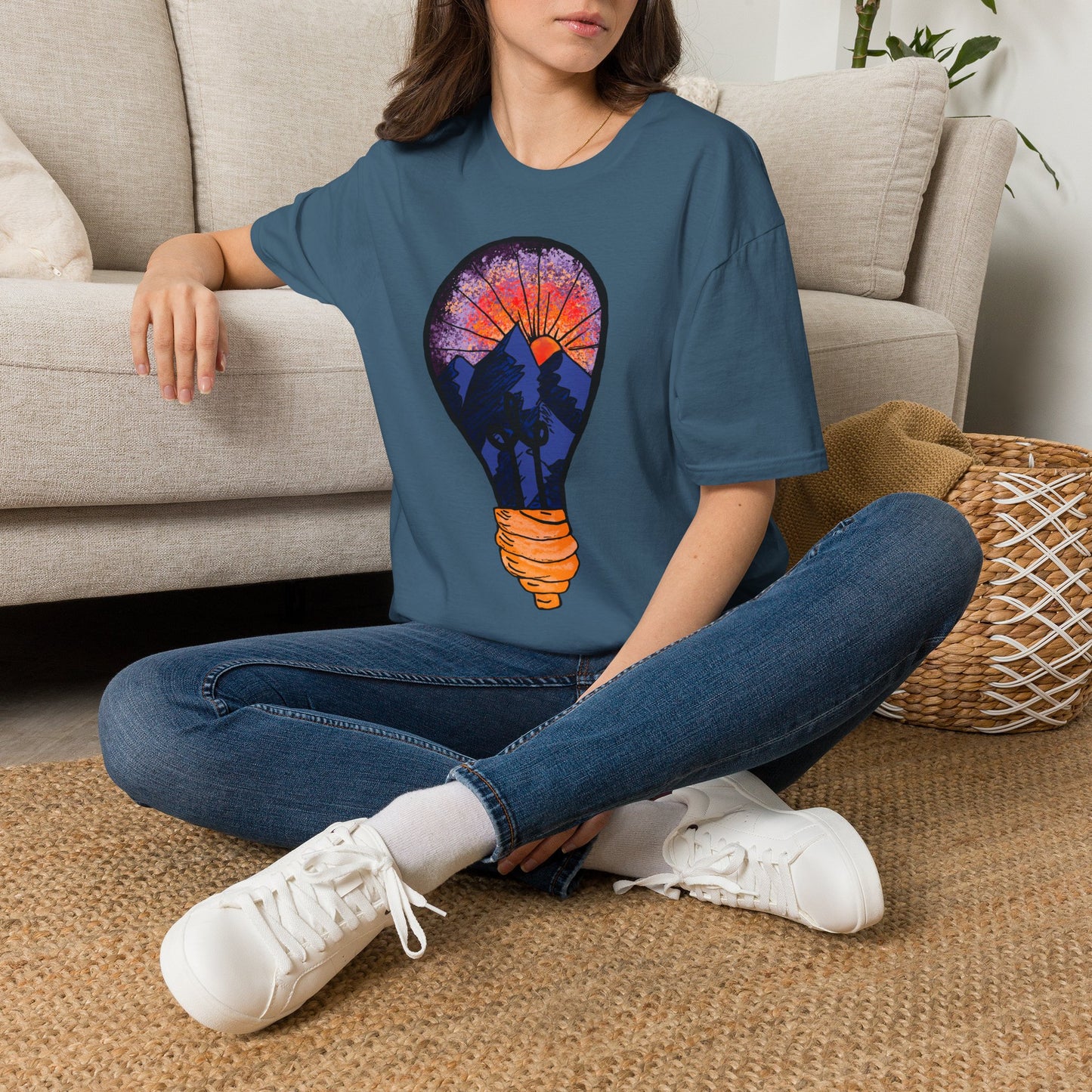 Mountain Sunset Lightbulb T-Shirt — Vintage Adventure Graphic Tee