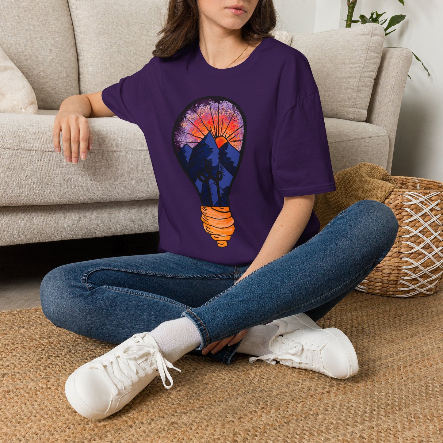 Mountain Sunset Lightbulb T-Shirt — Vintage Adventure Graphic Tee