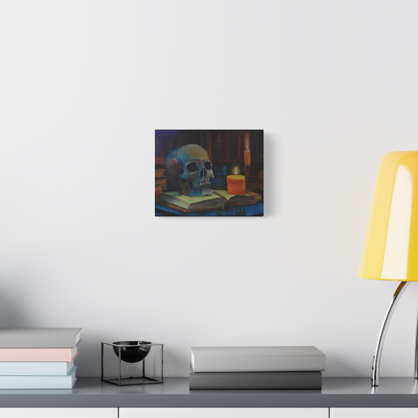 Skull & Candle Still Life Matte Canvas Print