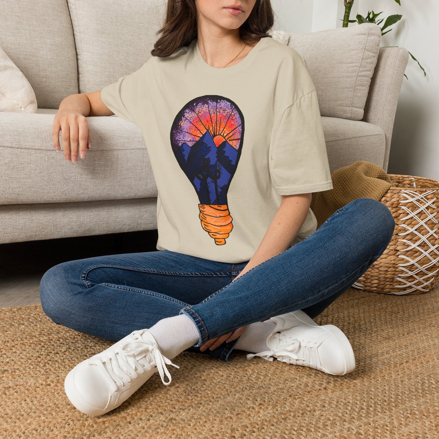 Mountain Sunset Lightbulb T-Shirt — Vintage Adventure Graphic Tee