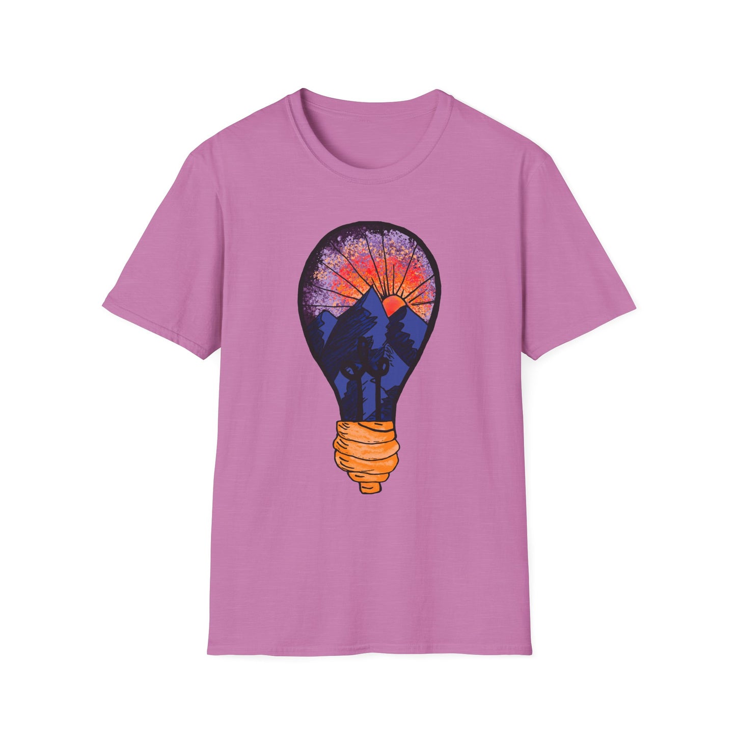 Mountain Sunset Lightbulb T-Shirt — Vintage Adventure Graphic Tee