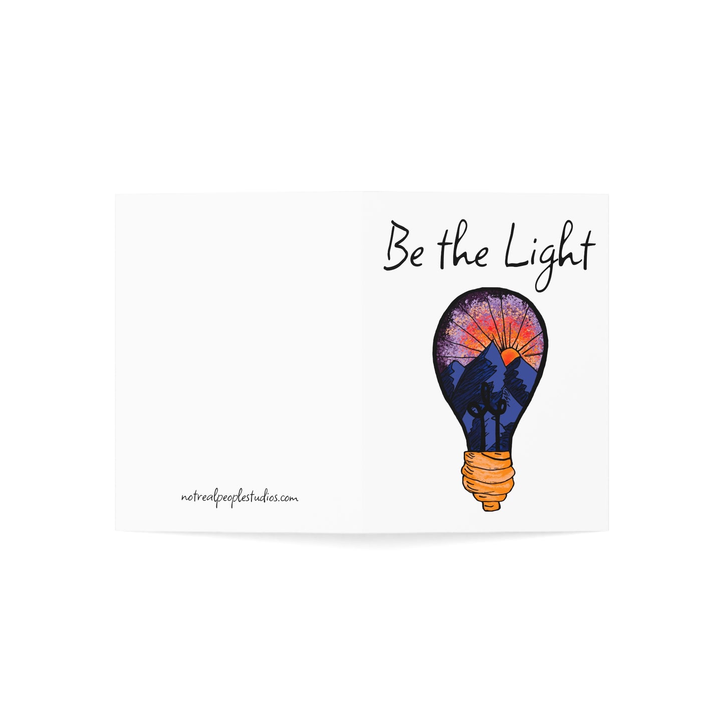 Greeting Card — "Be the Light" Inspirational Lightbulb Design (Single or Bulk Packs)