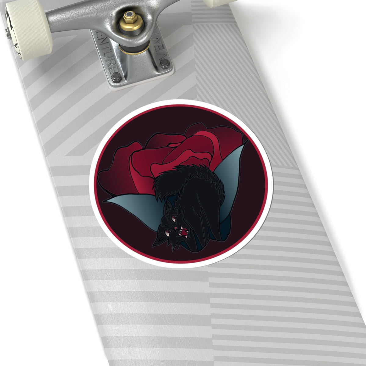 Granny Gone Rogue Sticker |Goth Rose Cat Sticker | Dark Floral Black Cat Kiss-Cut Sticker
