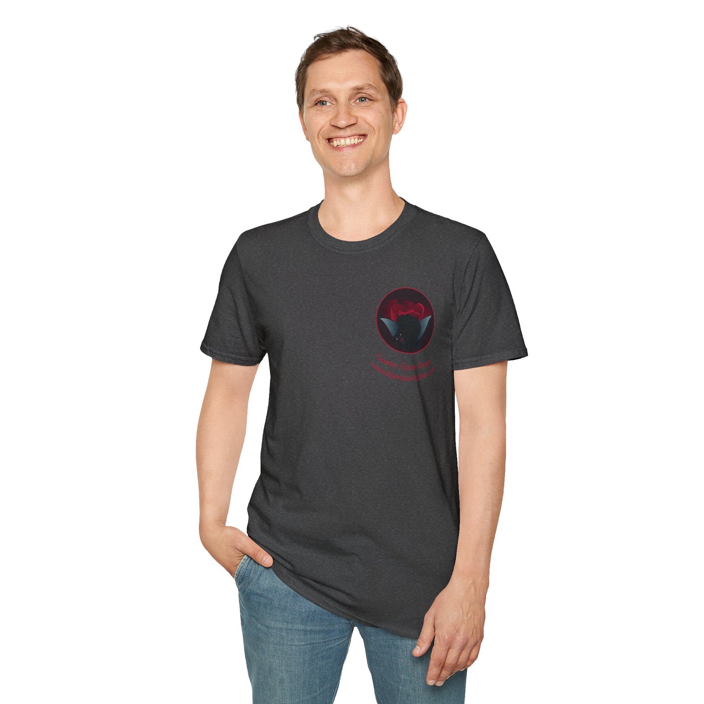 Granny Gone Rogue Logo T-Shirt | Red Rose and Black Cat T-Shirt