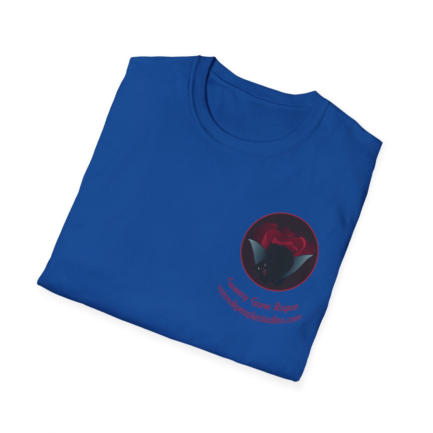 Granny Gone Rogue Logo T-Shirt | Red Rose and Black Cat T-Shirt