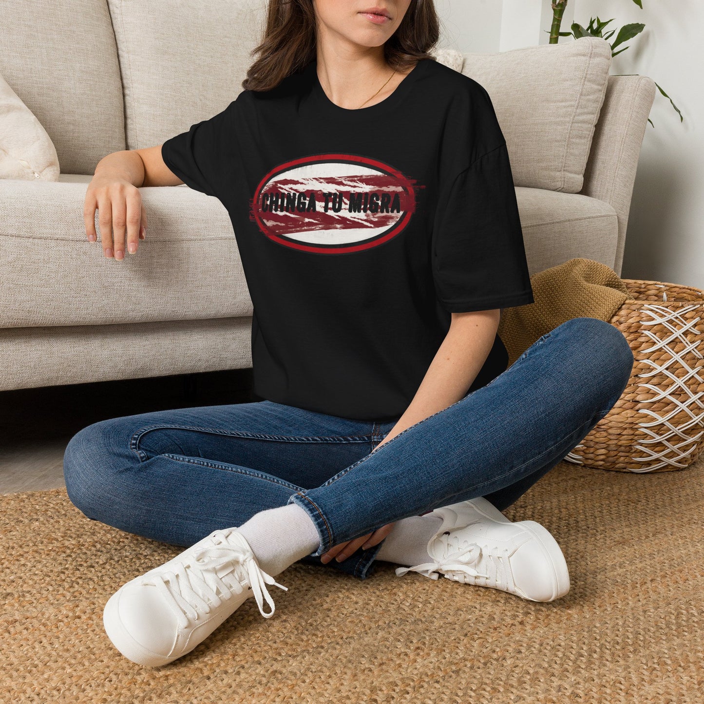 "Chinga Tu Migra" Distressed Political Statement T-Shirt