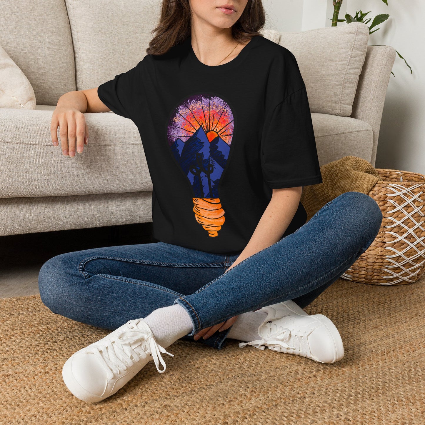 Mountain Sunset Lightbulb T-Shirt — Vintage Adventure Graphic Tee