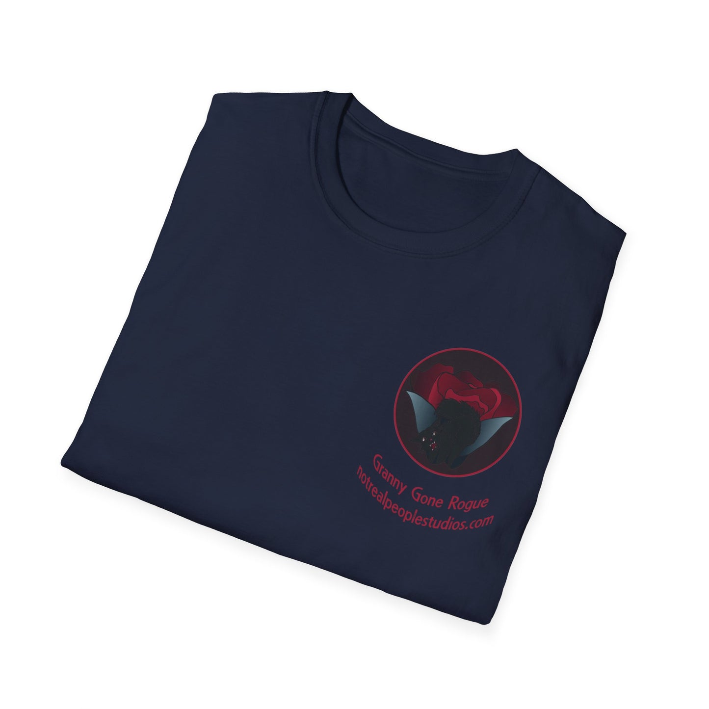 Granny Gone Rogue Logo T-Shirt | Red Rose and Black Cat T-Shirt