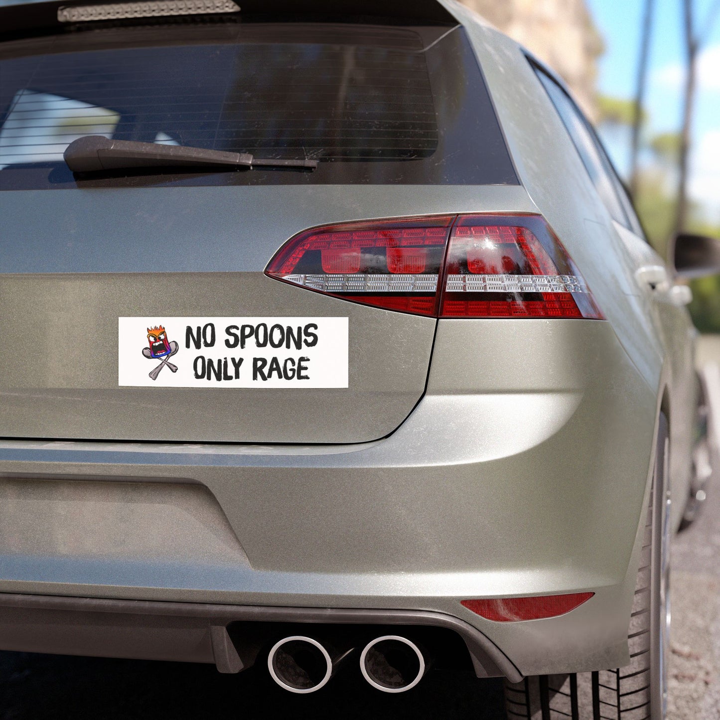 No Spoons Only Rage Car Magnet — Funny Angry Emoji Bumper Sticker Magnet