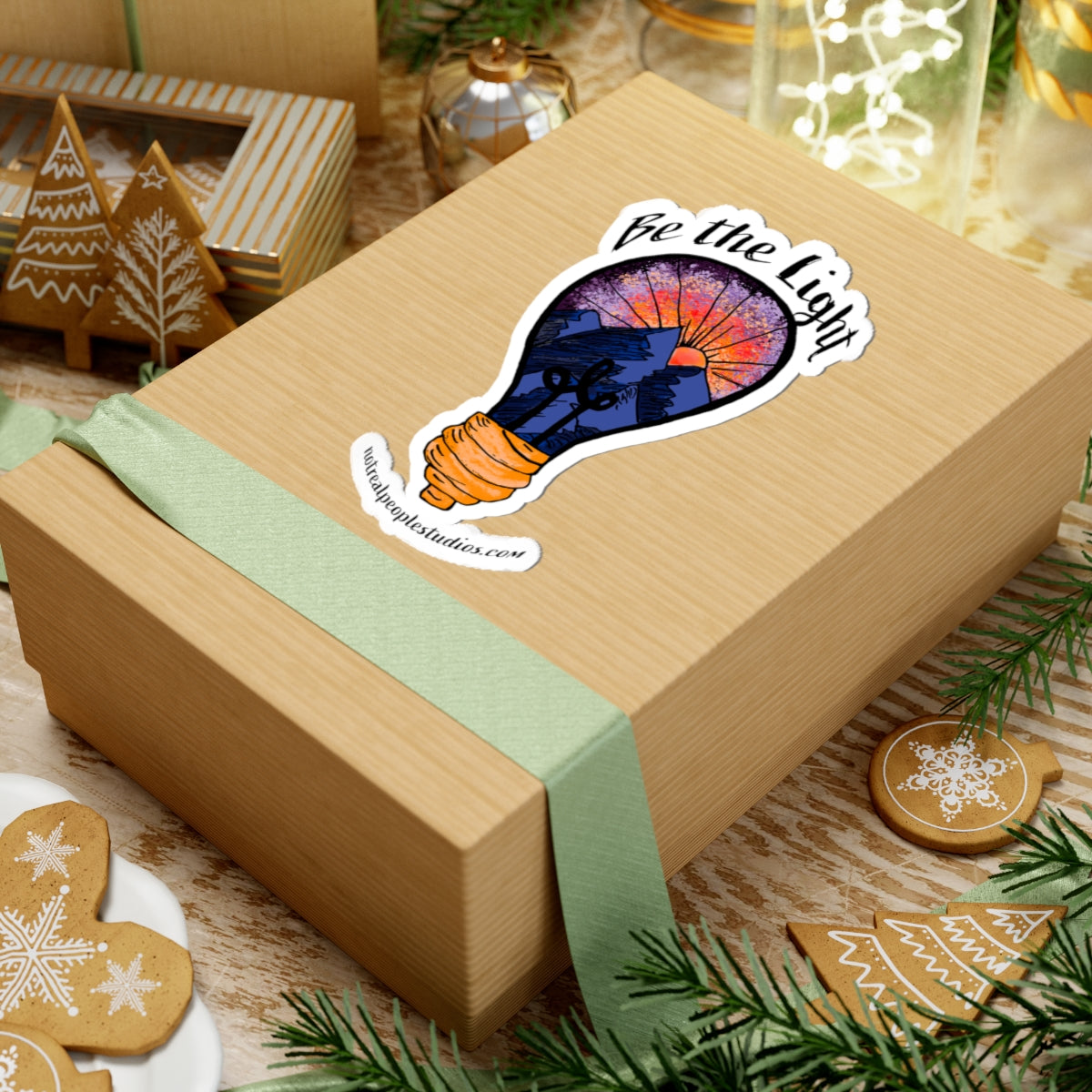 Be the Light Sticker — Inspirational Mountain Sunset Kiss-Cut Sticker