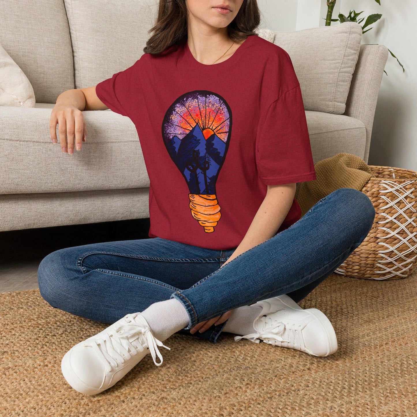 Mountain Sunset Lightbulb T-Shirt — Vintage Adventure Graphic Tee