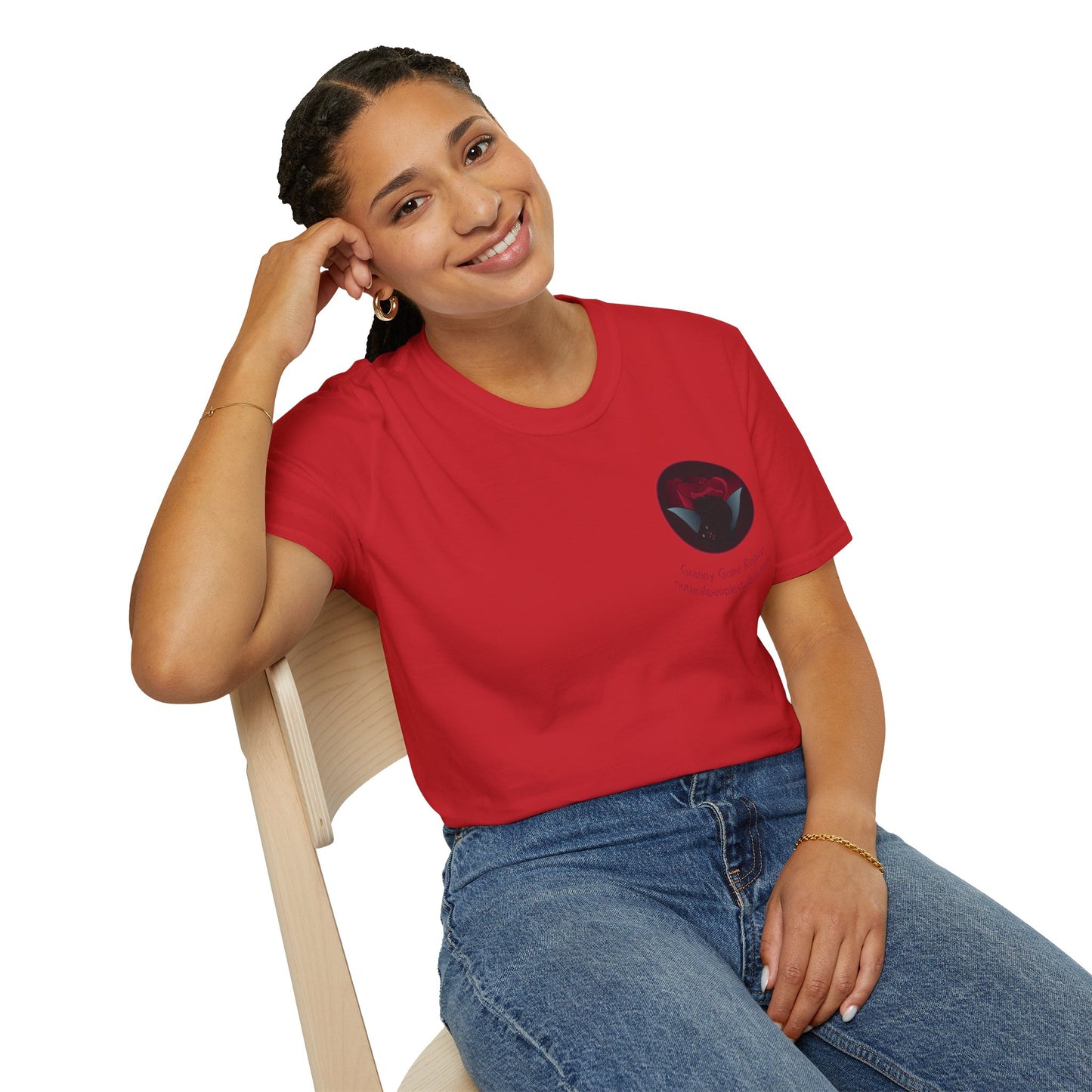Granny Gone Rogue Logo T-Shirt | Red Rose and Black Cat T-Shirt