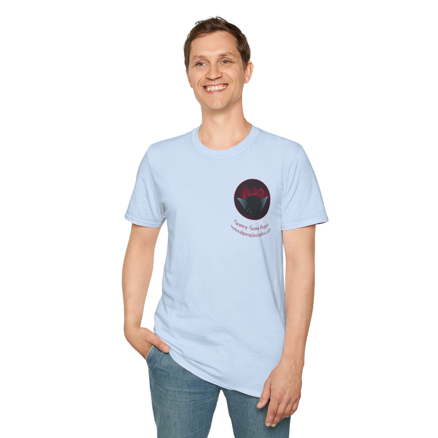 Granny Gone Rogue Logo T-Shirt | Red Rose and Black Cat T-Shirt