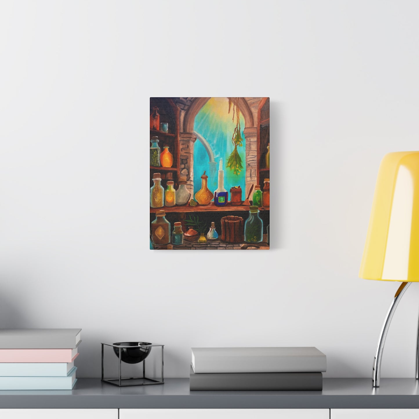 Apothecary Shelf Canvas Print | Botanical Potion Still Life Wall Art