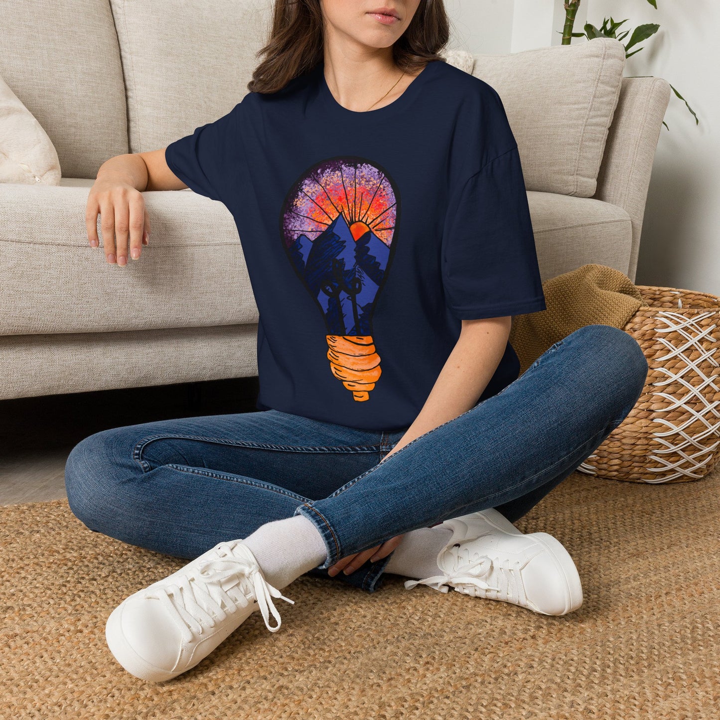 Mountain Sunset Lightbulb T-Shirt — Vintage Adventure Graphic Tee