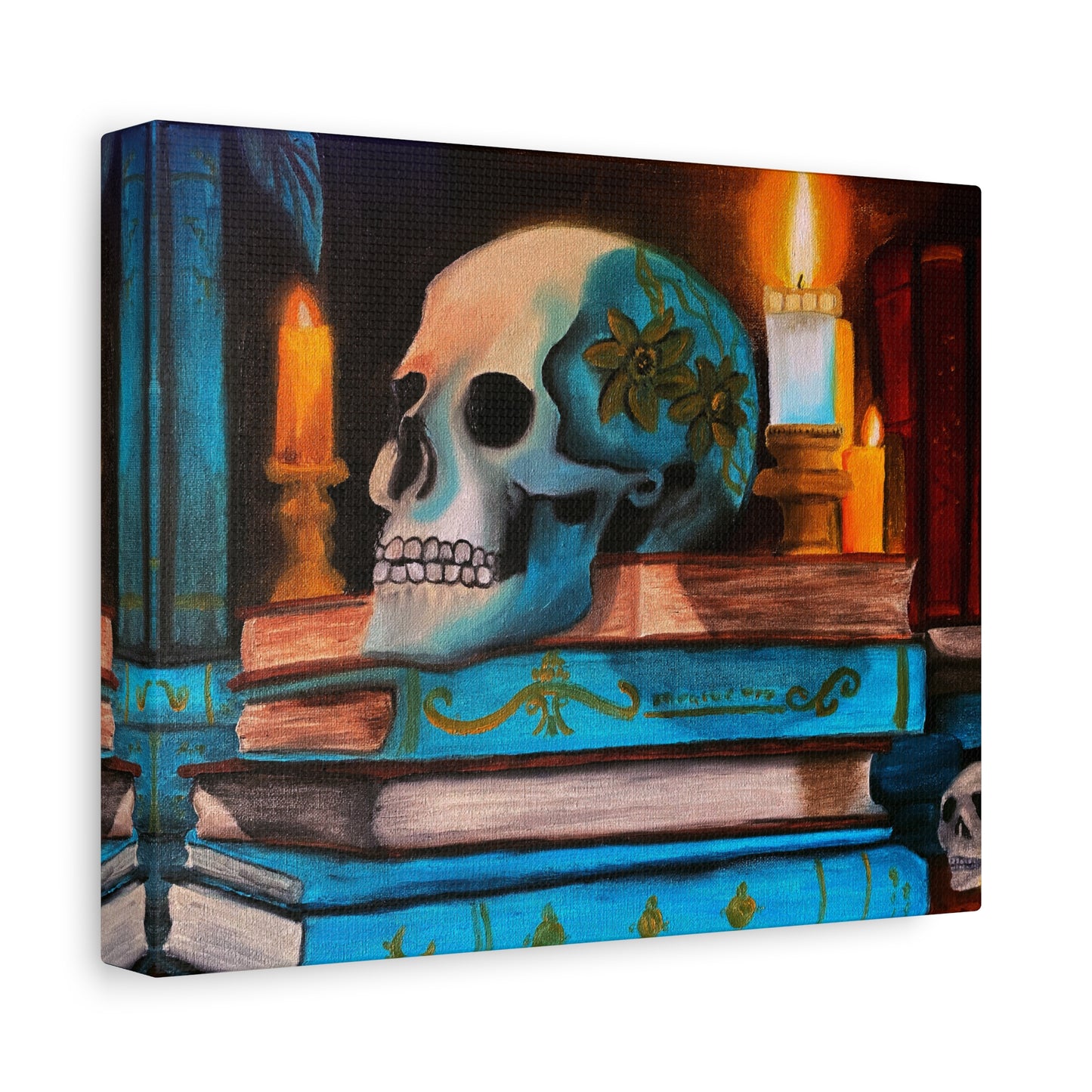 Skull & Candles Art Canvas | Gothic Still Life Wall Decor