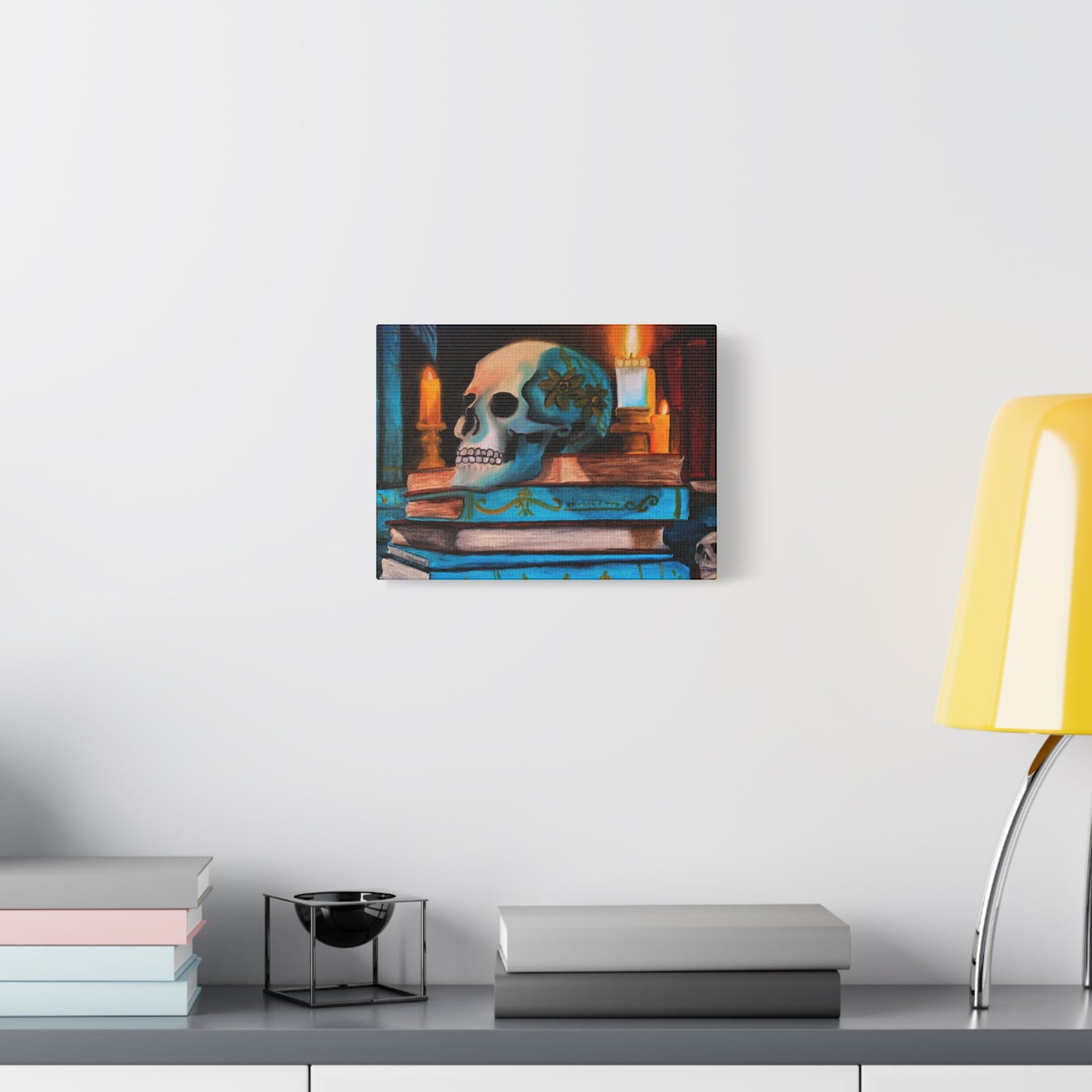 Skull & Candles Art Canvas | Gothic Still Life Wall Decor