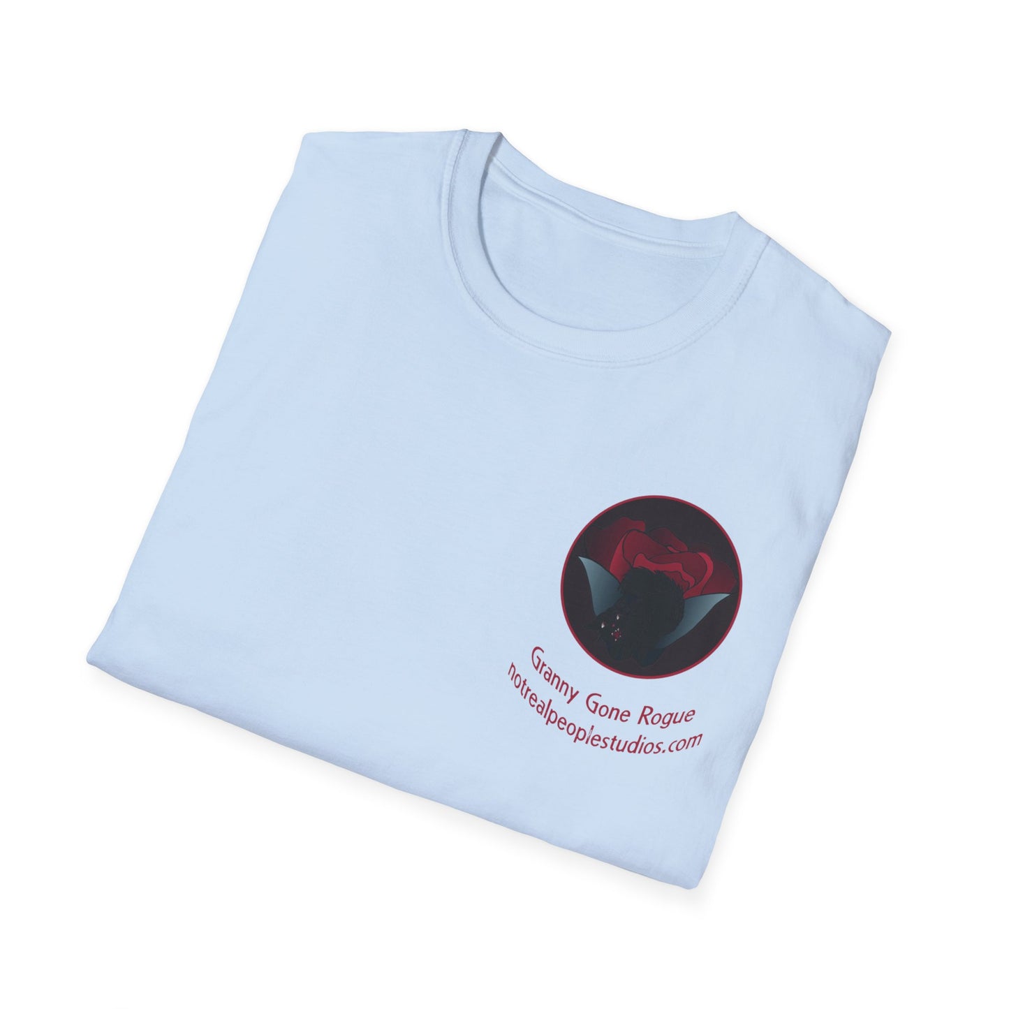Granny Gone Rogue Logo T-Shirt | Red Rose and Black Cat T-Shirt