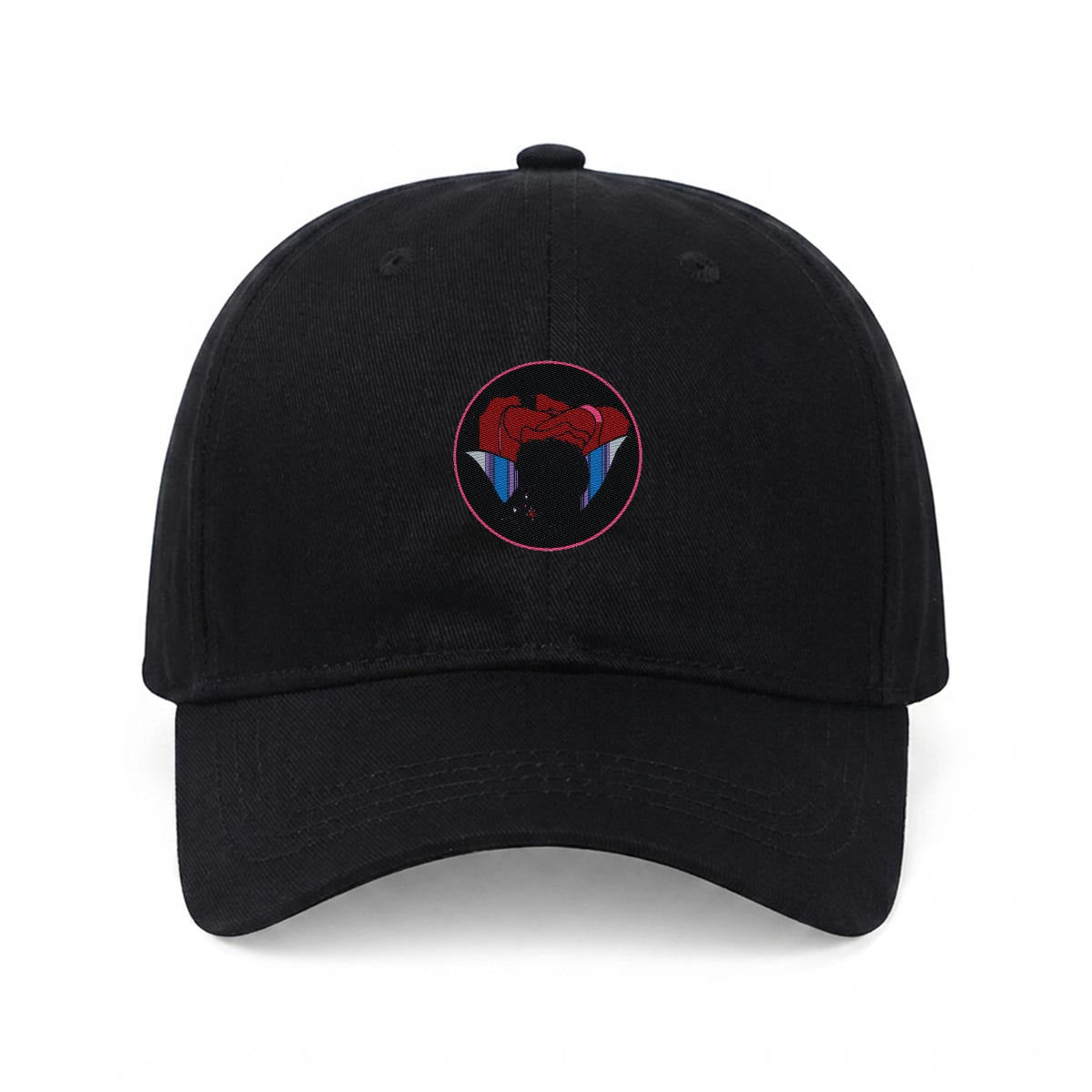 Hissing Cat and Red Rose Embroidery Soft-Crown Flat Cap