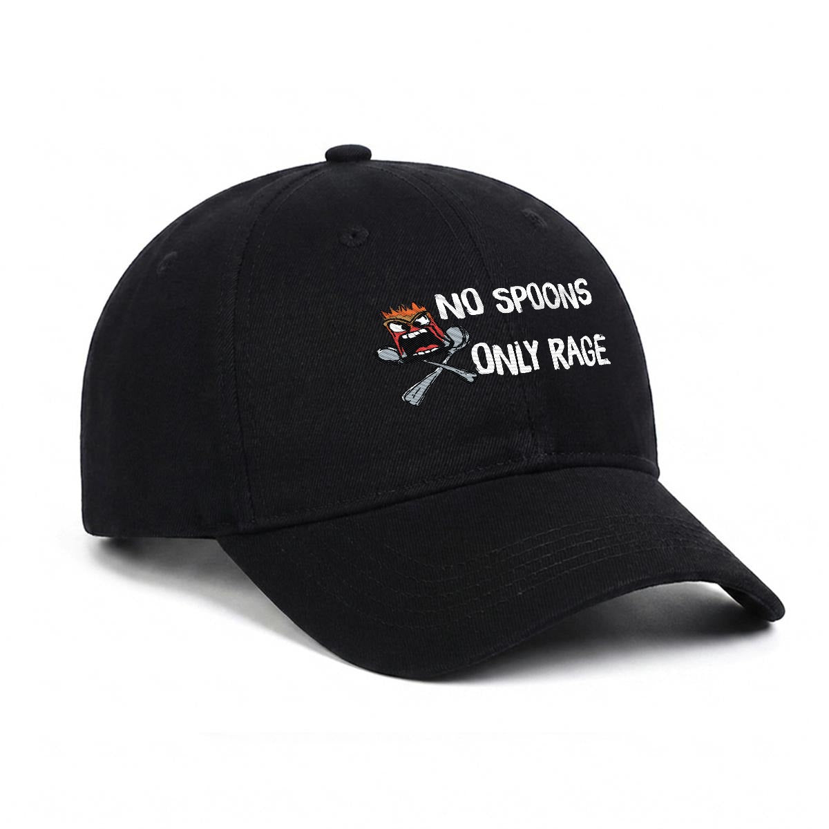 No Spoons, Only Rage Embroidered Soft-Crown Flat Cap