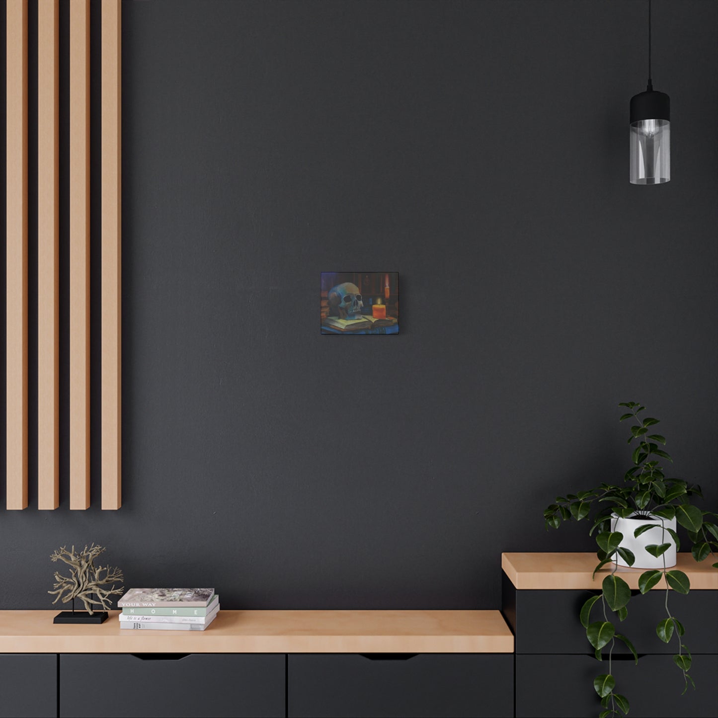 Skull & Candle Still Life Matte Canvas Print