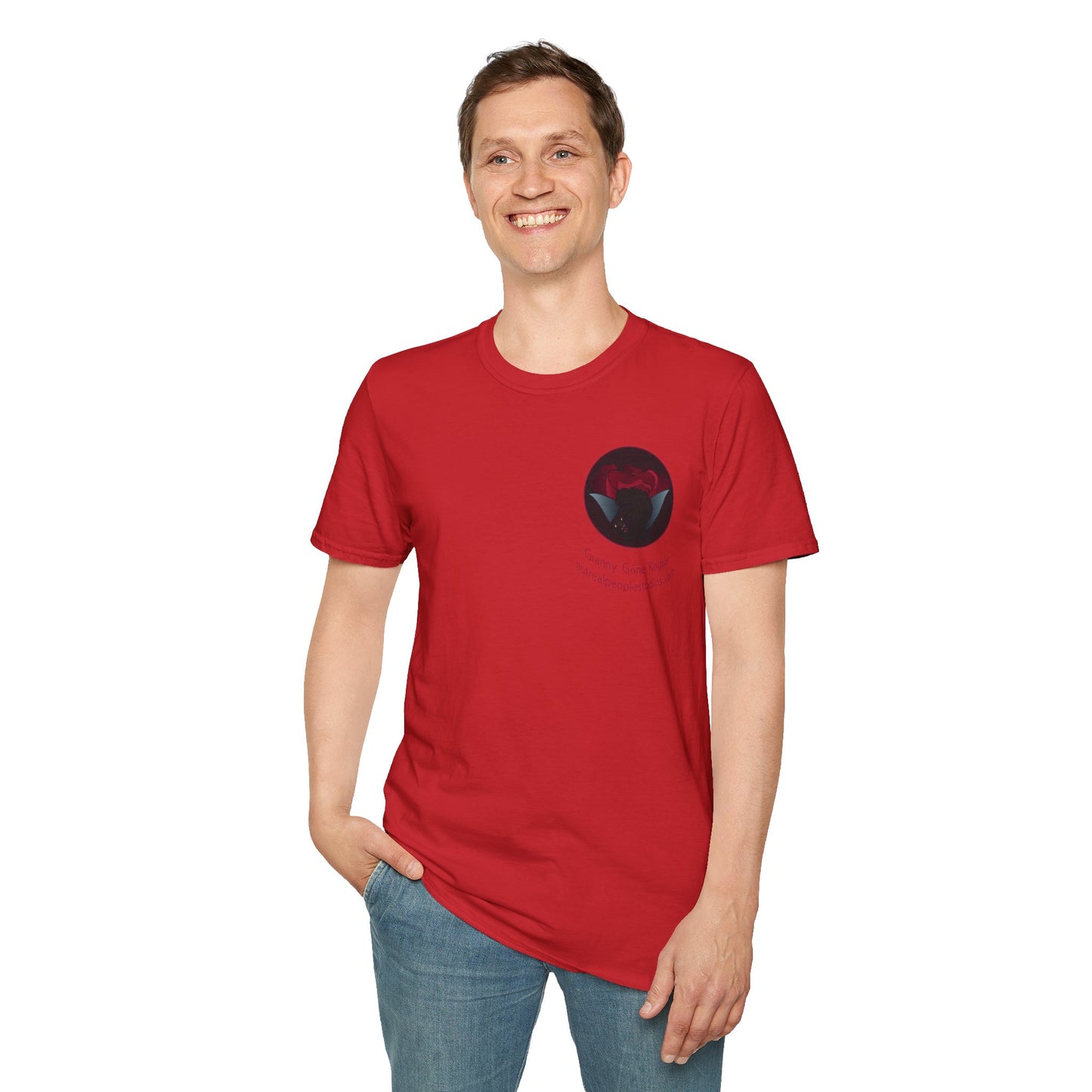 Granny Gone Rogue Logo T-Shirt | Red Rose and Black Cat T-Shirt