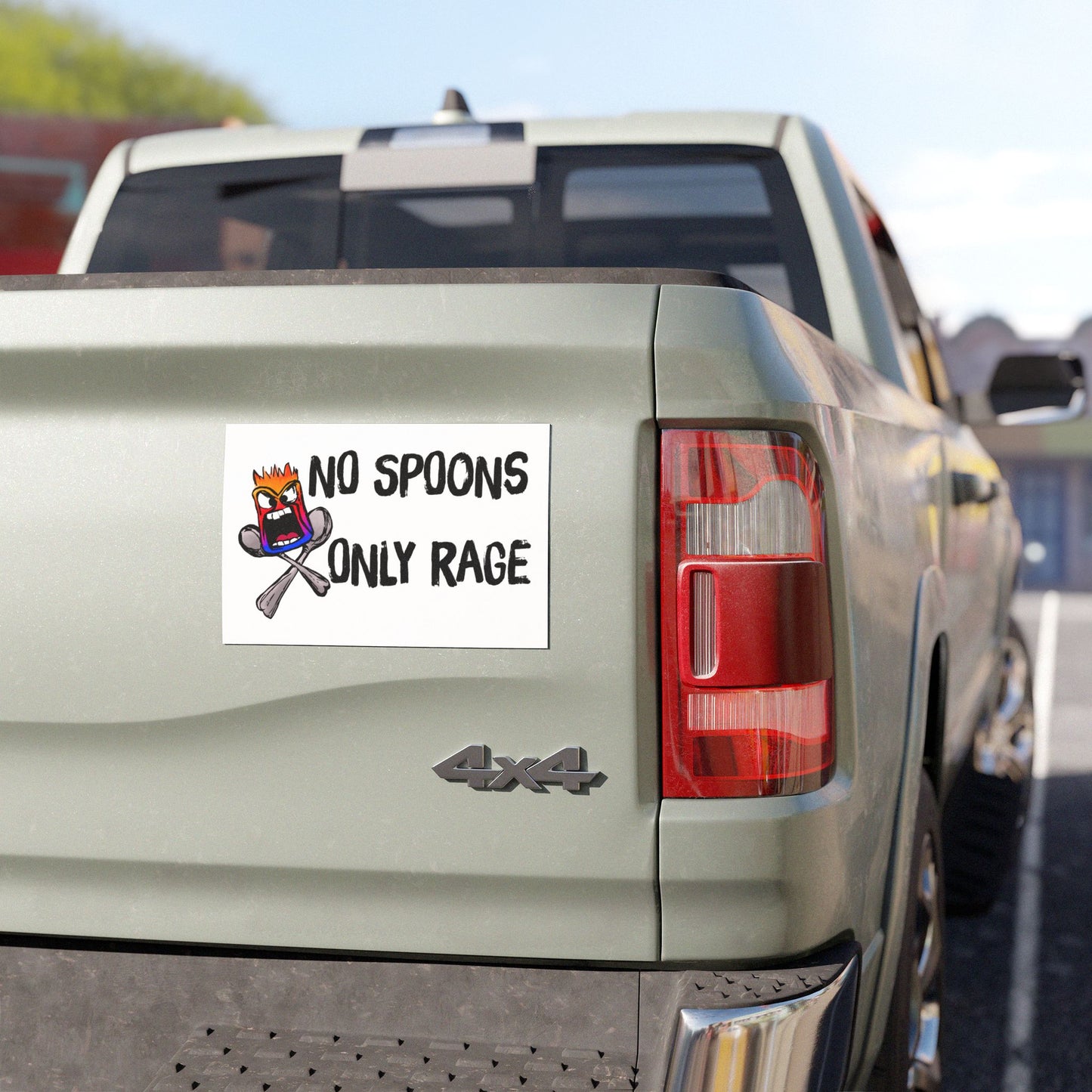 No Spoons Only Rage Car Magnet — Funny Angry Emoji Bumper Sticker Magnet