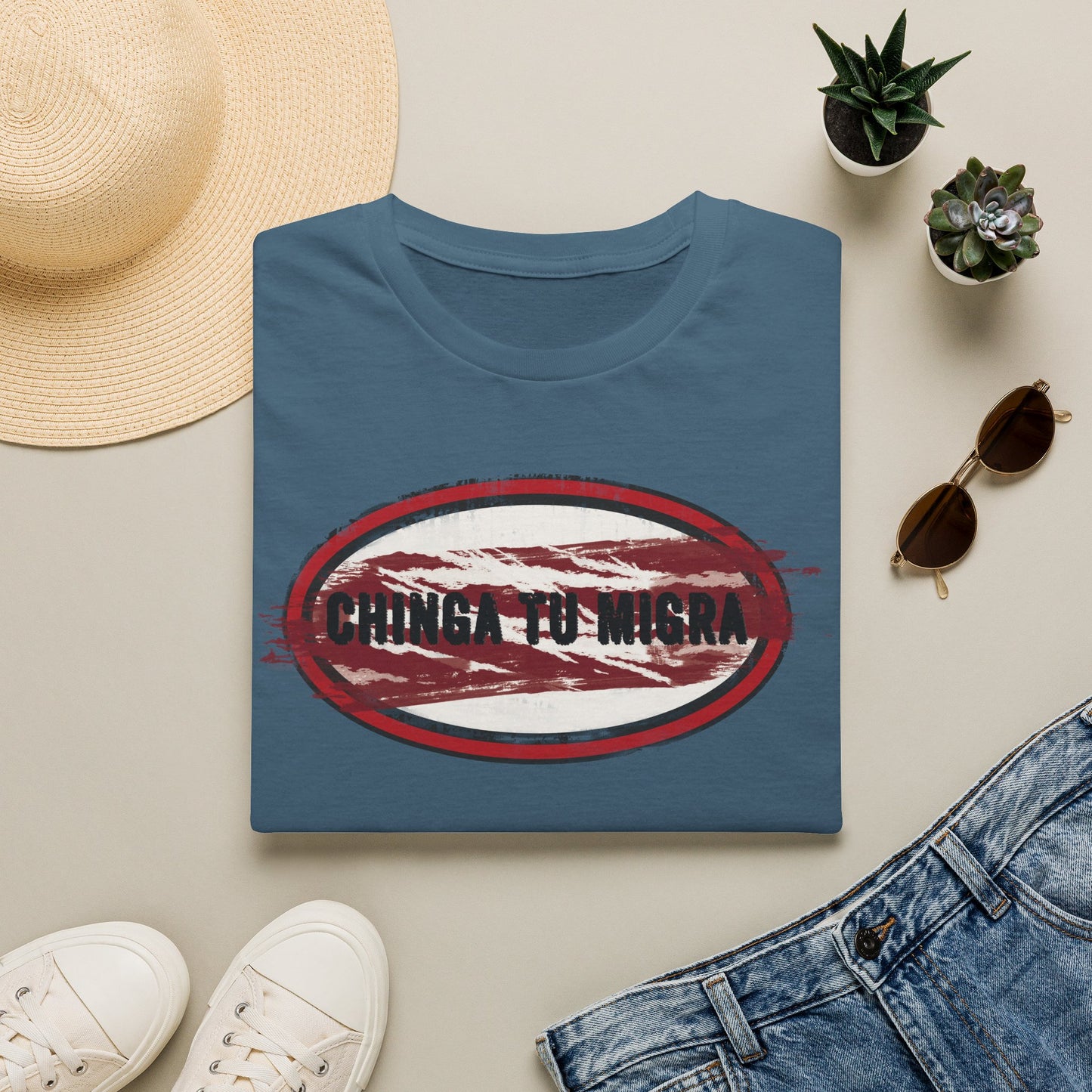 "Chinga Tu Migra" Distressed Political Statement T-Shirt