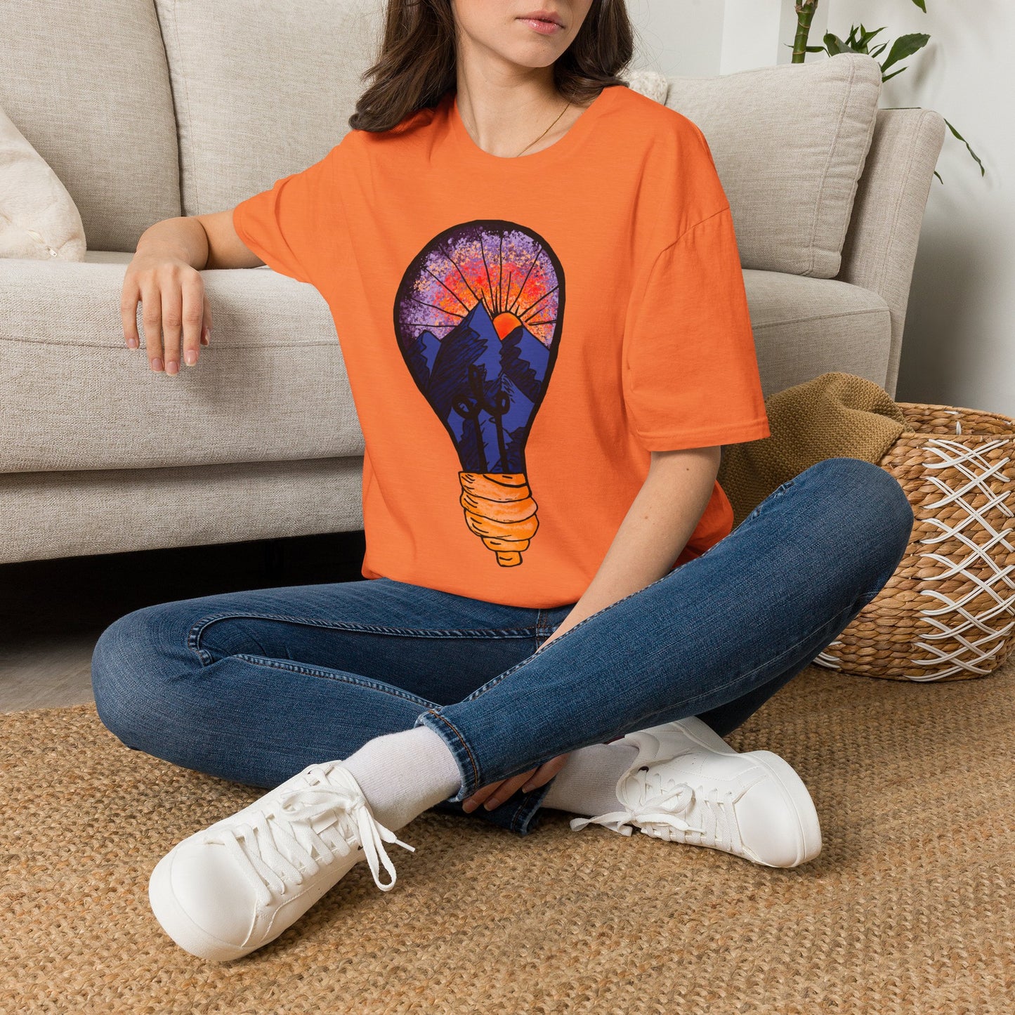 Mountain Sunset Lightbulb T-Shirt — Vintage Adventure Graphic Tee